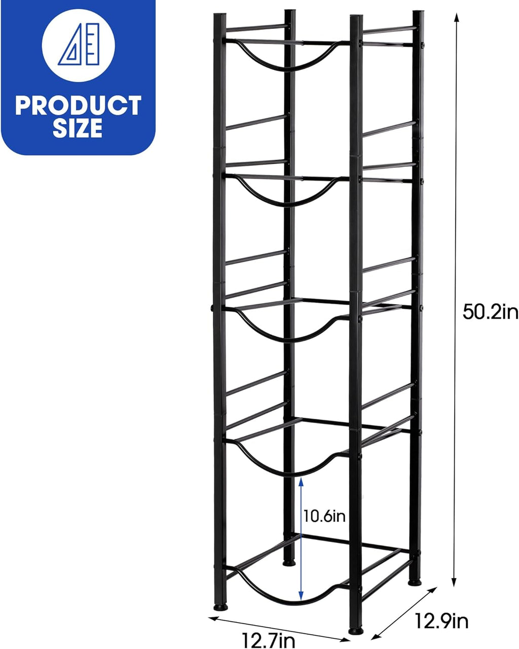 Klvied 5-Tier Heavy Duty Water Jug Organizer, 5 Gallon Cooler Jug Rack for Kitchen, Office, Living Room