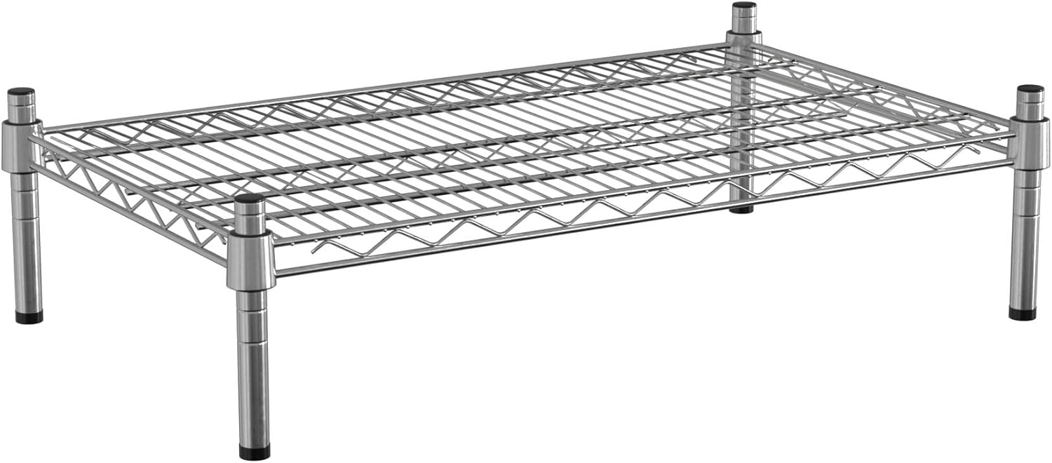18" x 30" NSF Chrome Wire Stationary Dunnage Storage Rack with 8" Posts, Ideal for Commercial Kitchen, Home, Garage, Warehouse, Shelters