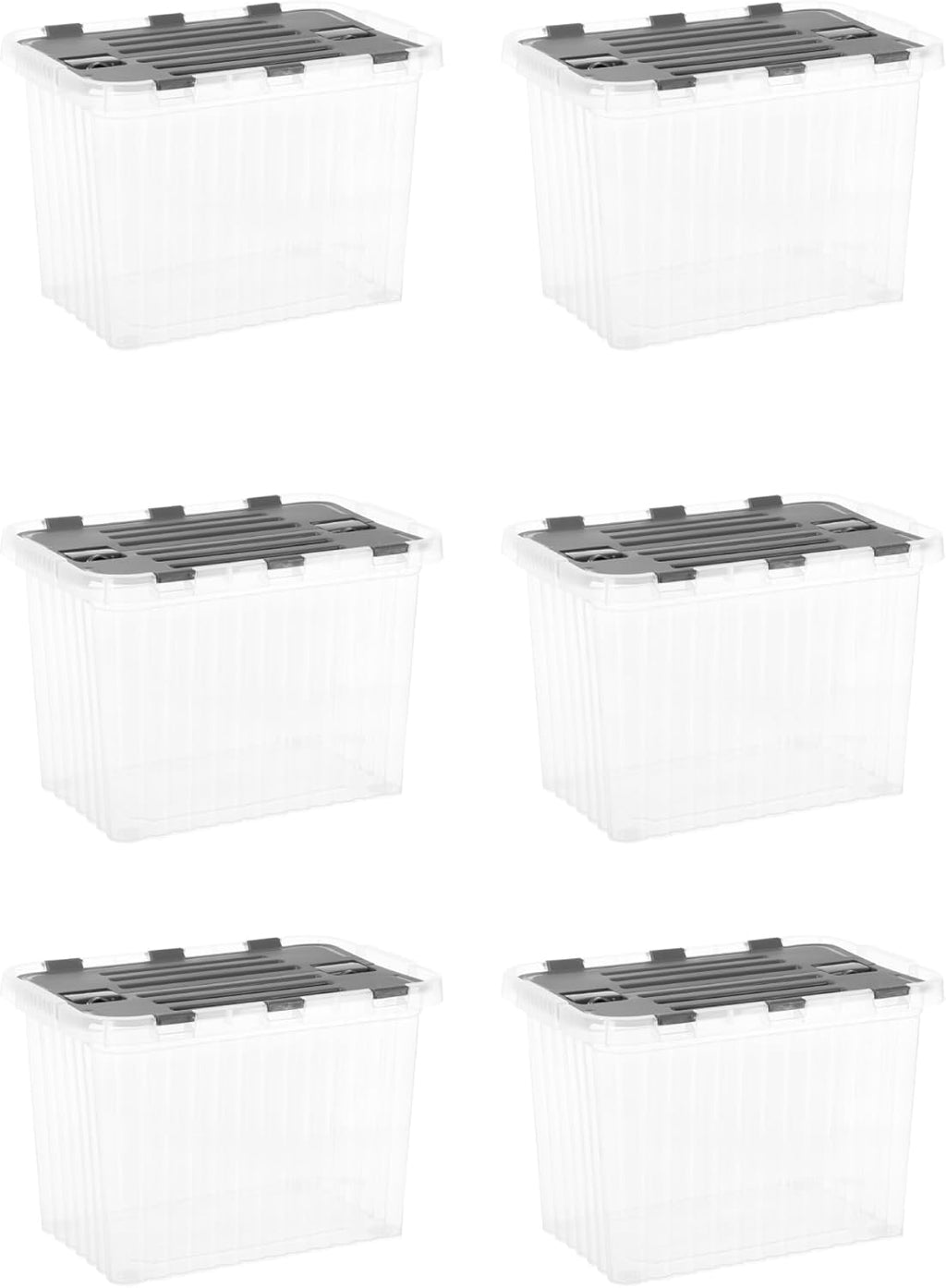 Superio 6-Pack Clear Storage Bins with Lids (15"x10"x10.25") - Stackable Plastic Containers, BPA-Free, Odor-Free, Home/Office/Dorm Organizers