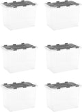 Superio 6-Pack Clear Storage Bins with Lids (15"x10"x10.25") - Stackable Plastic Containers, BPA-Free, Odor-Free, Home/Office/Dorm Organizers