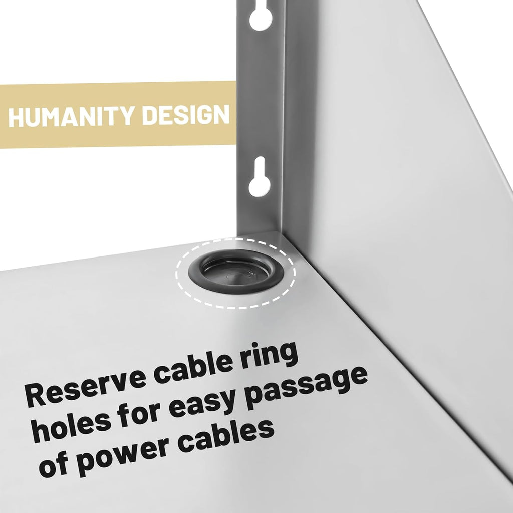 Hally Stainless Steel Microwave Shelf 18"x24" 185 lb, NSF Commercial Heavy Duty Metal Appliance Wall Mount Floating Shelving for Restaurant, Kitchen, Bar, Home and Hotel