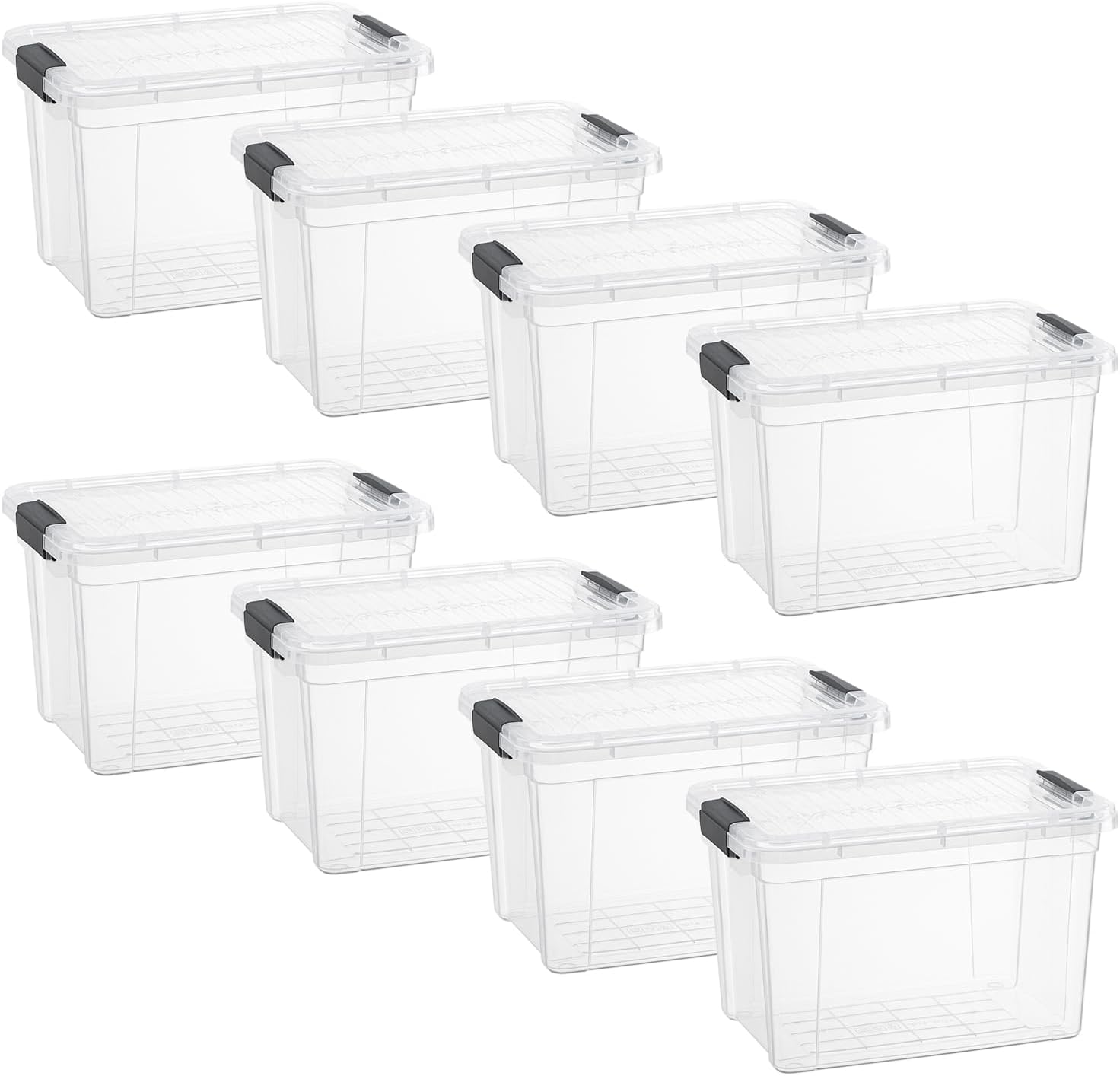 Superio Clear Storage Boxes with Lids, 8.75 Quart Plastic Container Bins for Organizing, Stackable Crates, BPA Free, Non Toxic, Odor Free, Organizers for Home, Office and Dorm, 8 Pack