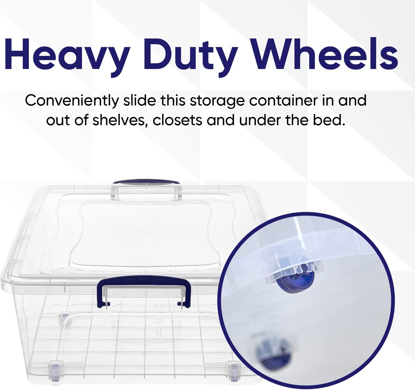 Superio Storage Bins with Lids- Clear Boxes for Organizing, Stackable Plastic Containers- BPA Free, Non-Toxic, Odor Free, Organizer for Home, Office, Dorm (8 Pack, 42 Qt (Under Bed-Wheeled))