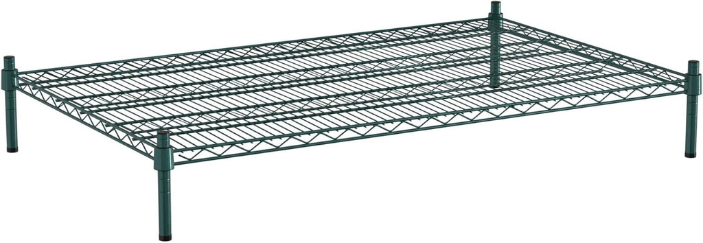 30" x 48" NSF Green Wire Stationary Dunnage Storage Rack with 8" Posts Ideal for Commercial Kitchen Home Garage Warehouse Shelters