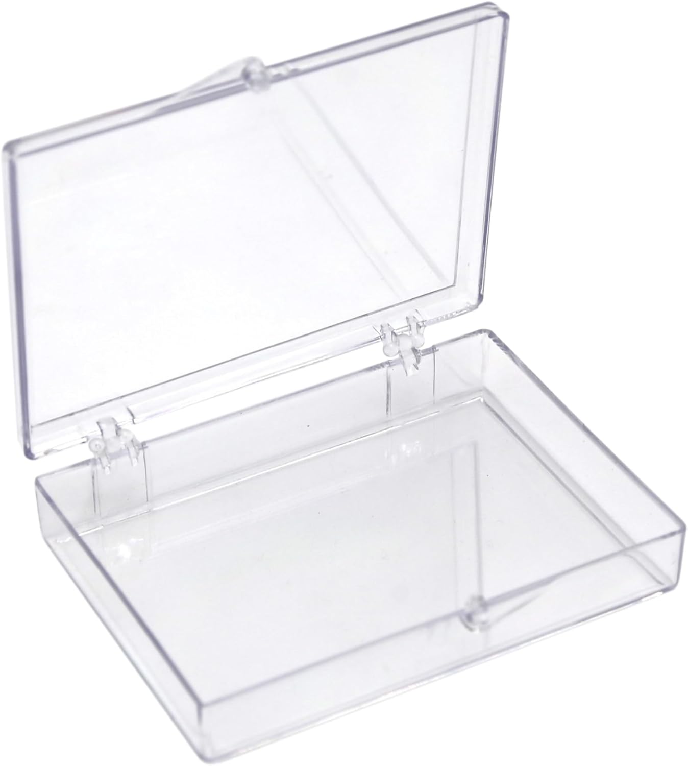 10-Pack Clear Hinged Plastic Containers, Keepsake Storage Boxes, 3 1/2" L x 2 9/16" W x 5/8" H, Made in USA, Plastic Display Case or Small Box for Storage and Organization