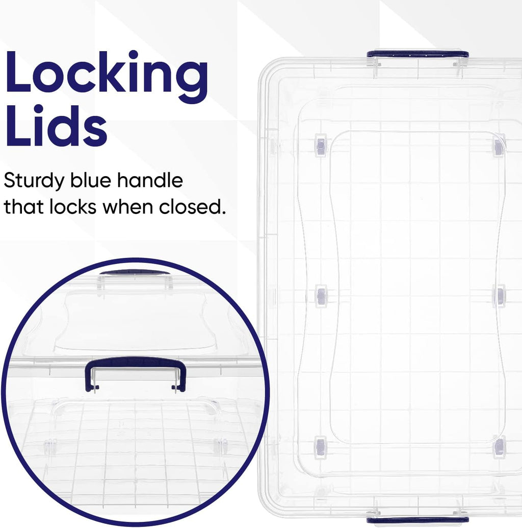 Superio Storage Bins with Lids, Clear Plastic Containers for Organizing, Stackable Totes, BPA Free, Odor Free, Organizer Boxes for Home, and Dorm (2 Pack, 60 Quart)