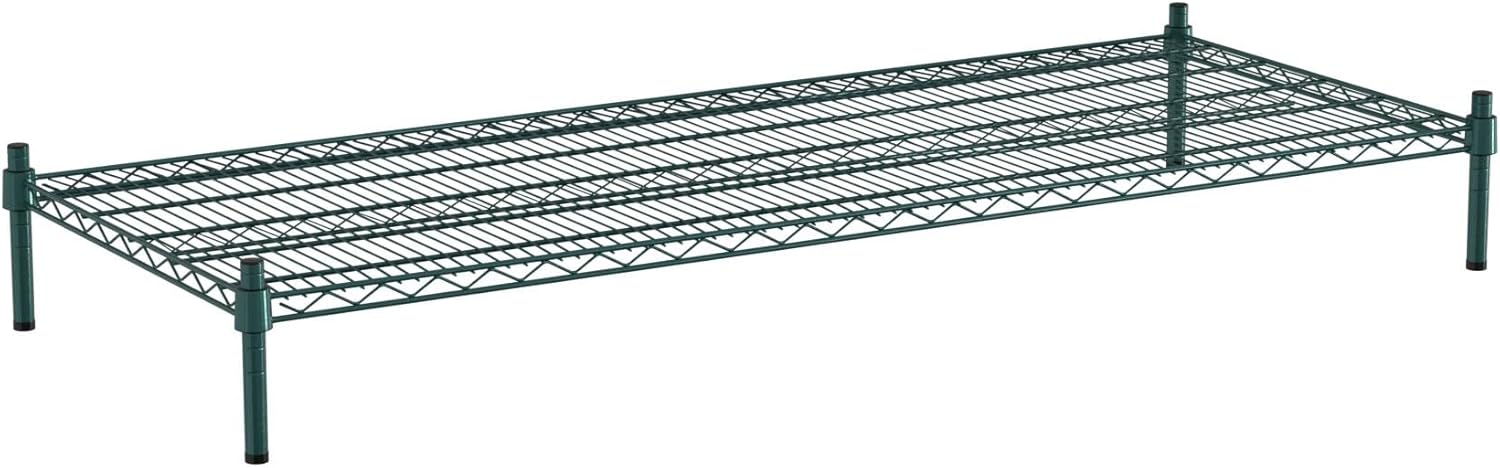 24" x 60" NSF Green Wire Stationary Dunnage Storage Rack with 8" Posts Ideal for Commercial Kitchen Home Garage Warehouse Shelters