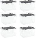 Superio Storage Bins with Lids- Clear Boxes for Organizing, Stackable Plastic Containers- BPA Free, Non-Toxic, Odor Free, Organizer for Home, Office, Dorm (6 Pack, 20.25"x14"x10.5")