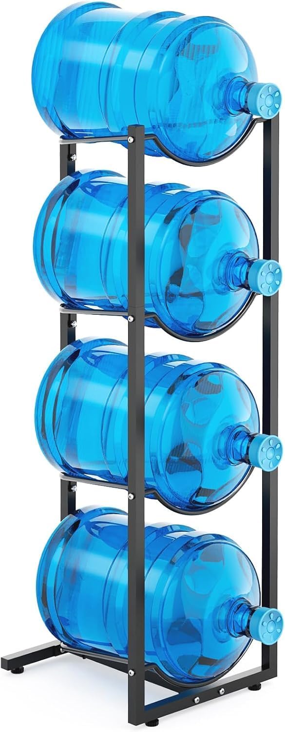 MYLOLF 5 Gallon Water Jug Holder : 4 Tier Water Jug Stand Holder for 5 Gallon Water Dispenser- 5 Gal Water Bottle Storage Rack Organizer for Home Kitchen Garage