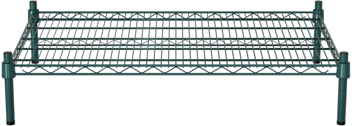 24" x 36" NSF Green Wire Stationary Dunnage Storage Rack with 8" Posts Ideal for Commercial Kitchen Home Garage Warehouse Shelters