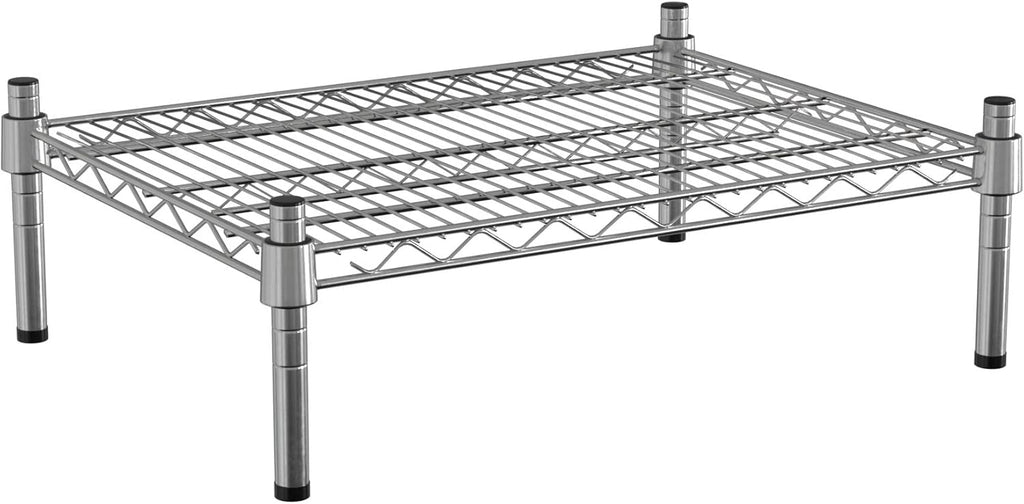 18" x 24" NSF Chrome Wire Stationary Dunnage Storage Rack with 8" Posts, Ideal for Commercial Kitchen, Home, Garage, Warehouse, Shelters
