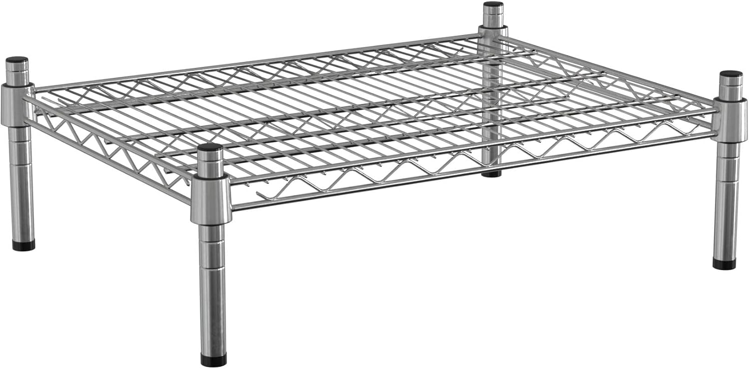 18" x 24" NSF Chrome Wire Stationary Dunnage Storage Rack with 8" Posts, Ideal for Commercial Kitchen, Home, Garage, Warehouse, Shelters