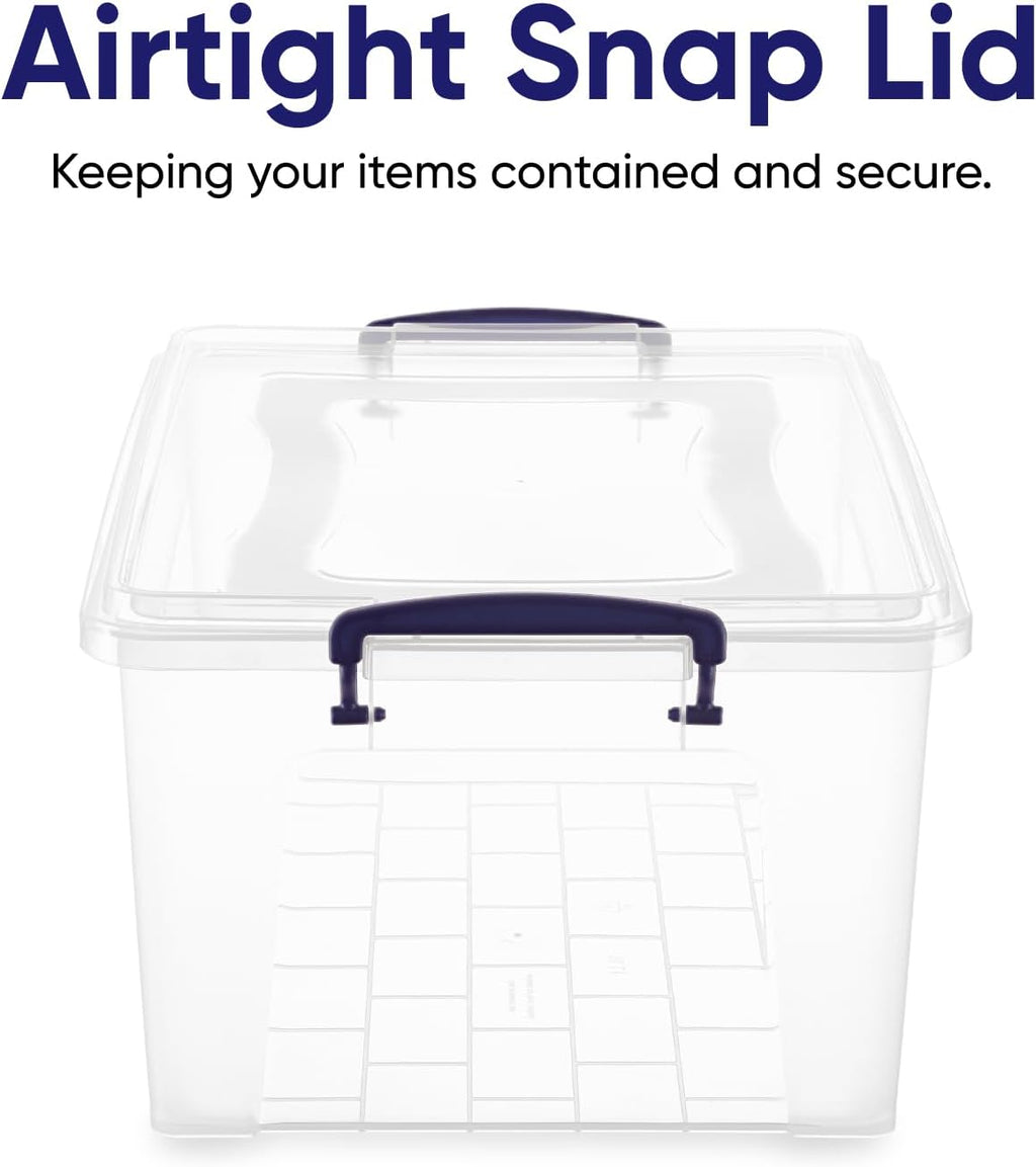 Superio Clear Storage Bins with Lids, 28.5 Quart BPA Free Plastic Containers, Transparent Boxes for Organizing, Stackable Crates, Organizer Totes for Home, Office, School, and Dorm