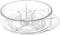 BINO Plastic Round Turntable Organizer with 6 Compartments - Clear | Spinning Divided Turntable Container | Rotating Organizer Storage for Bottle Condiments Fridge Kitchen Counter Pantry Bathroom
