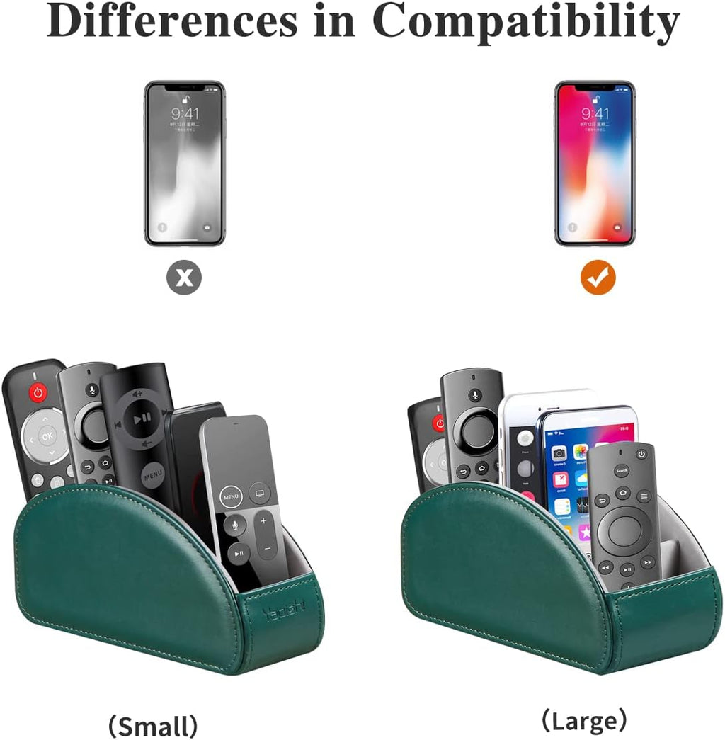 Remote Control Holder PU Leather TV Remote Caddy for Table, 5 Compartments Nightstand Organizer for Bedroom Accessories/Bedside Remotes/Media Controllers/Office Supplies, Decorations for Living Room