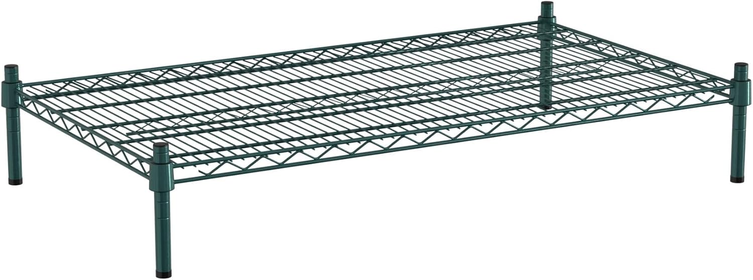 24" x 42" NSF Green Wire Stationary Dunnage Storage Rack with 8" Posts Ideal for Commercial Kitchen Home Garage Warehouse Shelters