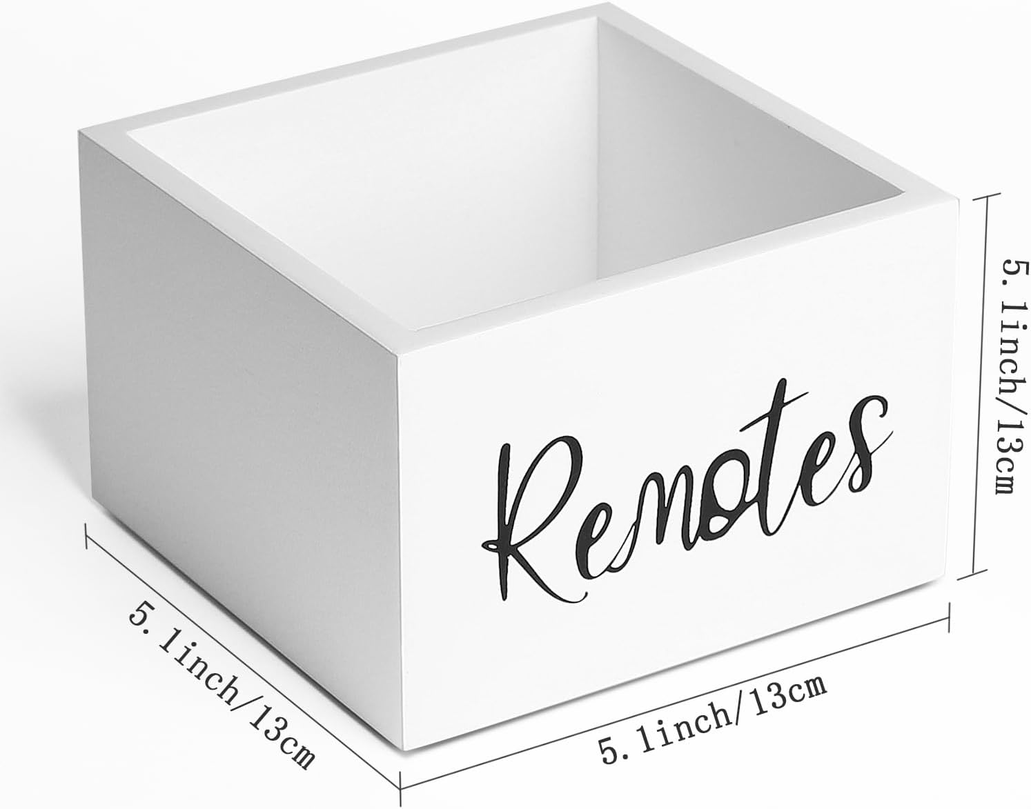 Wood Remote Control Holder, TV Remote Control Organizer for Home Bedroom Table, Multi-Purpose Desktop Storage (White, M,for 3+ Remote Controls)