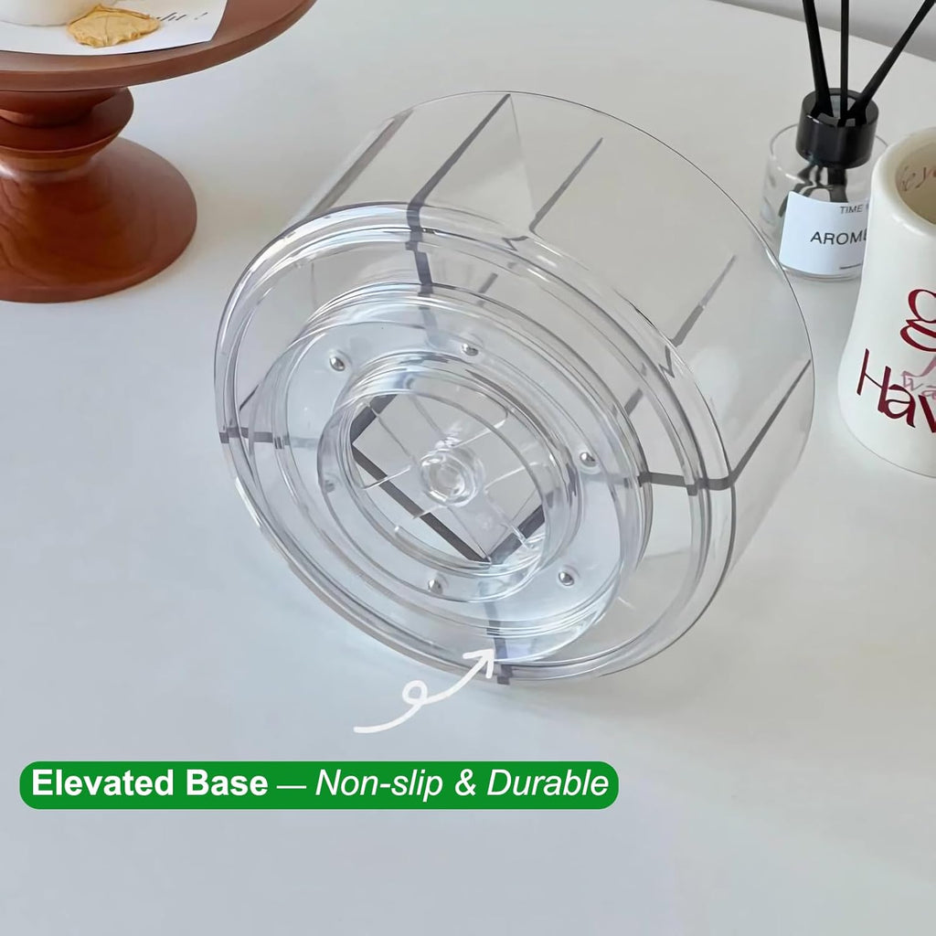 Taiuloo 360 Rotating Makeup Organizer, Lazy Susan Cosmetics Storage Turntable, Round Spinning Brush & Pen Holder, Clear Acrylic Organizer Tray for Vanity, Bathroom, Office Desk