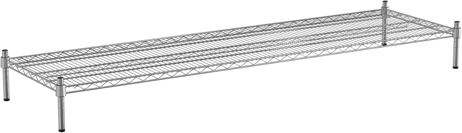 21" x 72" NSF Chrome Wire Stationary Dunnage Storage Rack with 8" Posts, Ideal for Commercial Kitchen, Home, Garage, Warehouse, Shelters