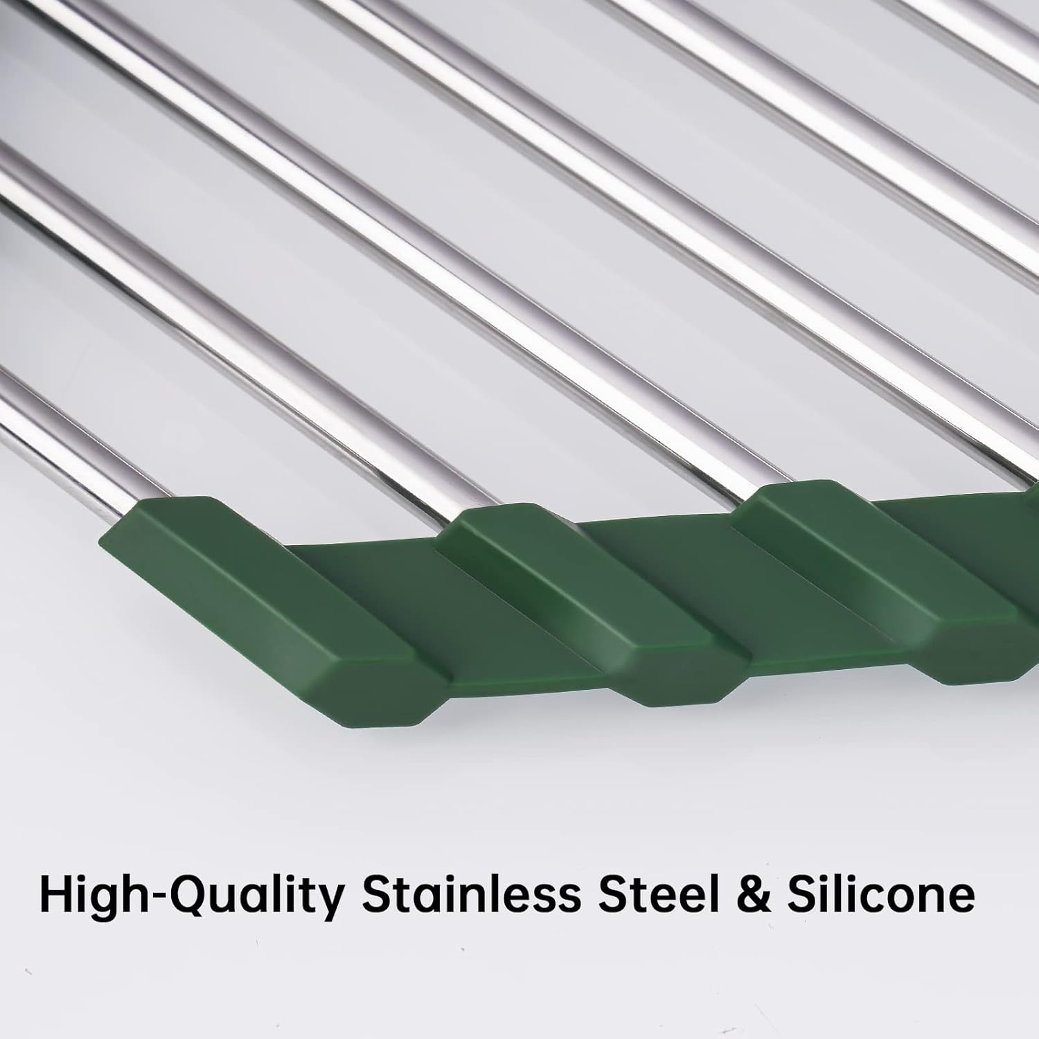 Tomorotec Triangle Roll-Up Dish Drying Rack for Sink Corner Small Foldable Stainless Steel Over The Sink Multipurpose Kitchen Drainer Caddy Organizer Storage Shelf Holder (Olive Green)