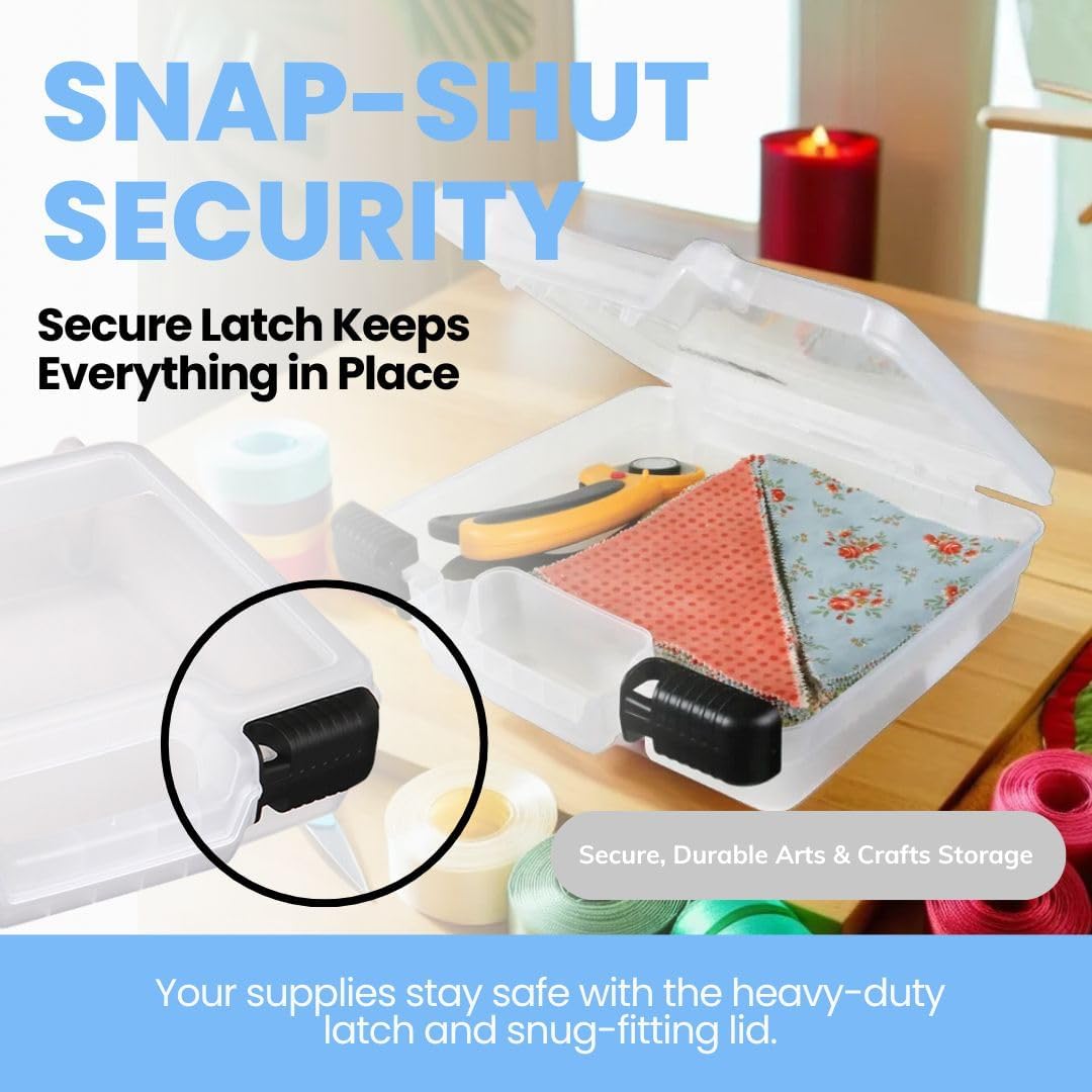 ArtBin 6972AB 10 inch Quick View Deep Base Carrying Case, Portable Art & Craft Organizer with Handle, [1] Plastic Storage Case, Translucent