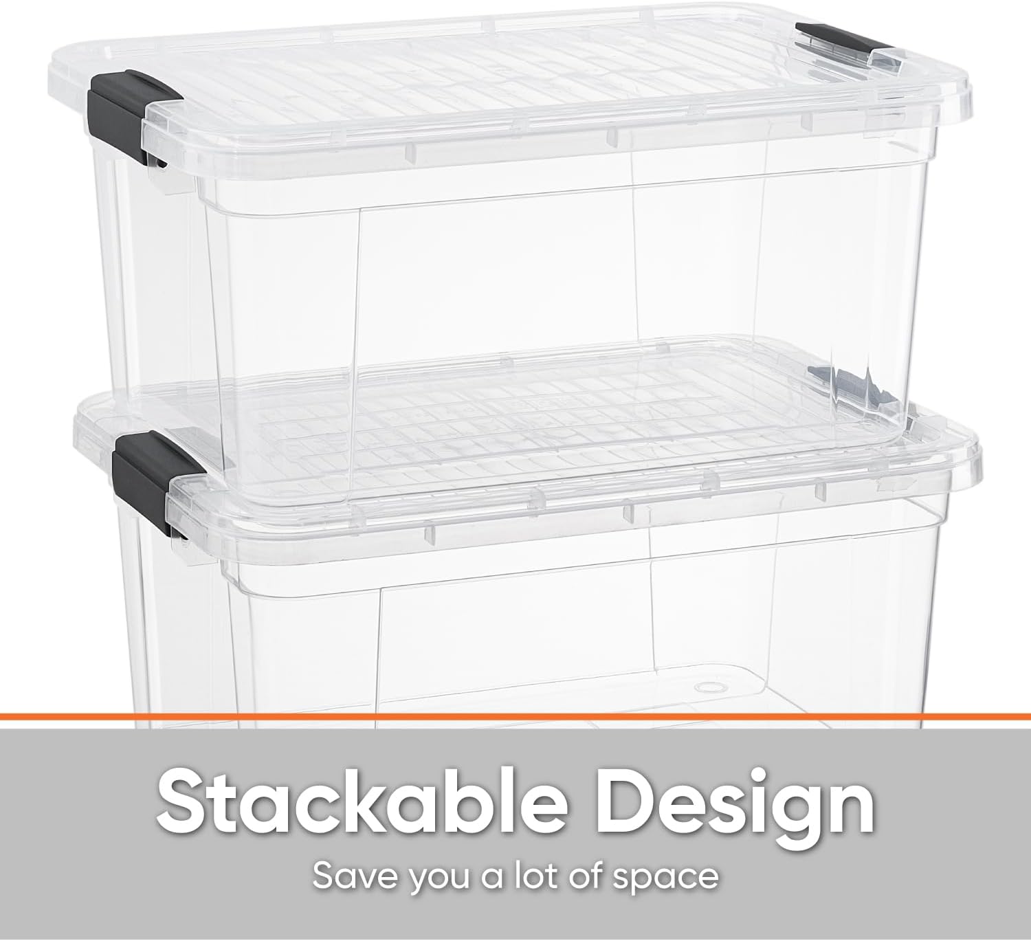 Superio Clear Storage Boxes with Lids, 20 Quart Plastic Container Bins for Organizing, Stackable Crates, BPA Free, Non Toxic, Odor Free, Organizers for Home, Office, School, and Dorm