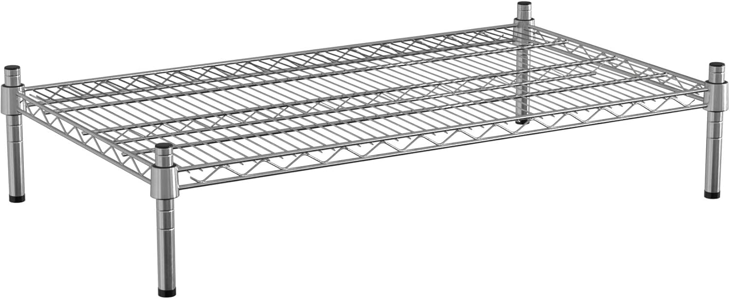 21" x 36" NSF Chrome Wire Stationary Dunnage Storage Rack with 8" Posts, Ideal for Commercial Kitchen, Home, Garage, Warehouse, Shelters