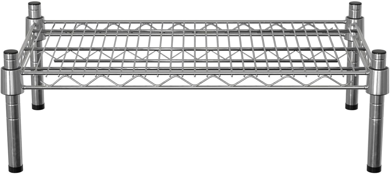14" x 24" NSF Chrome Wire Stationary Dunnage Storage Rack with 8" Posts, Ideal for Commercial Kitchen, Home, Garage, Warehouse, Shelters