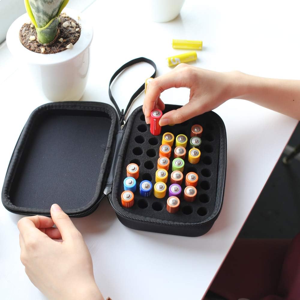 Comecase Hard Battery Organizer Storage Box Carrying Case Bag - Holds 48 Batteries AA [ Not Include Tester and Accessories ]