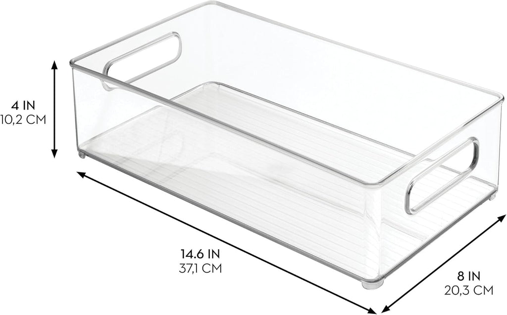 iDesign Stackable Fridge Bin - Kitchen Storage Bin for Pantry, Cabinets, or Fridge, Set of 6, Clear