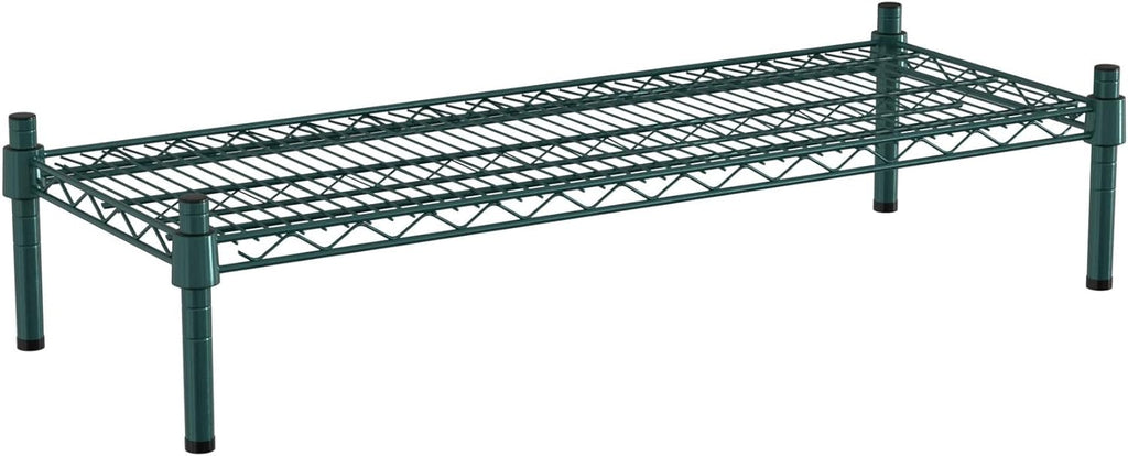 14" x 36" NSF Green Wire Stationary Dunnage Storage Rack with 8" Posts Ideal for Commercial Kitchen Home Garage Warehouse Shelters