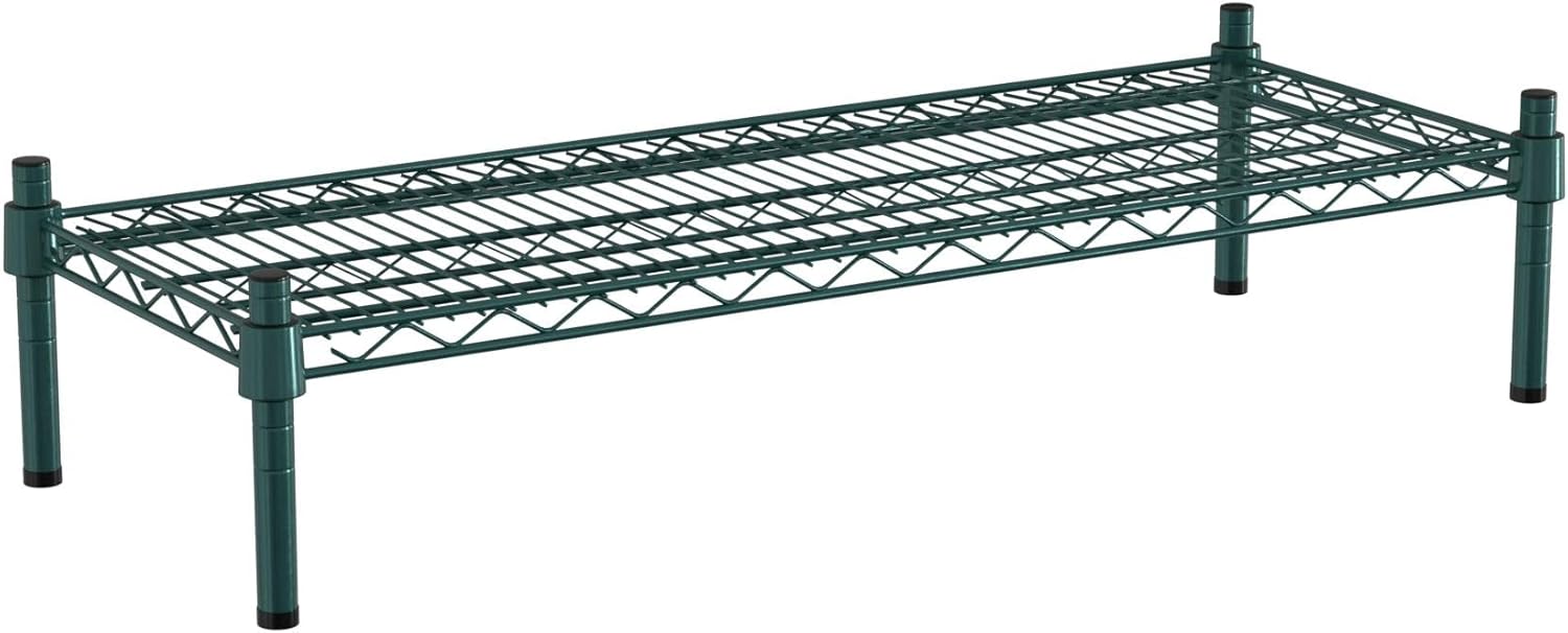 14" x 36" NSF Green Wire Stationary Dunnage Storage Rack with 8" Posts Ideal for Commercial Kitchen Home Garage Warehouse Shelters