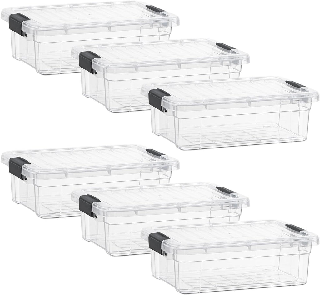 Superio Storage Bins with Lids- 6 Pack, 2.3 Qt Clear Boxes for Organizing, Stackable Plastic Containers- BPA Free, Non-Toxic, Odor Free, Organizer for Home, Office, Dorm