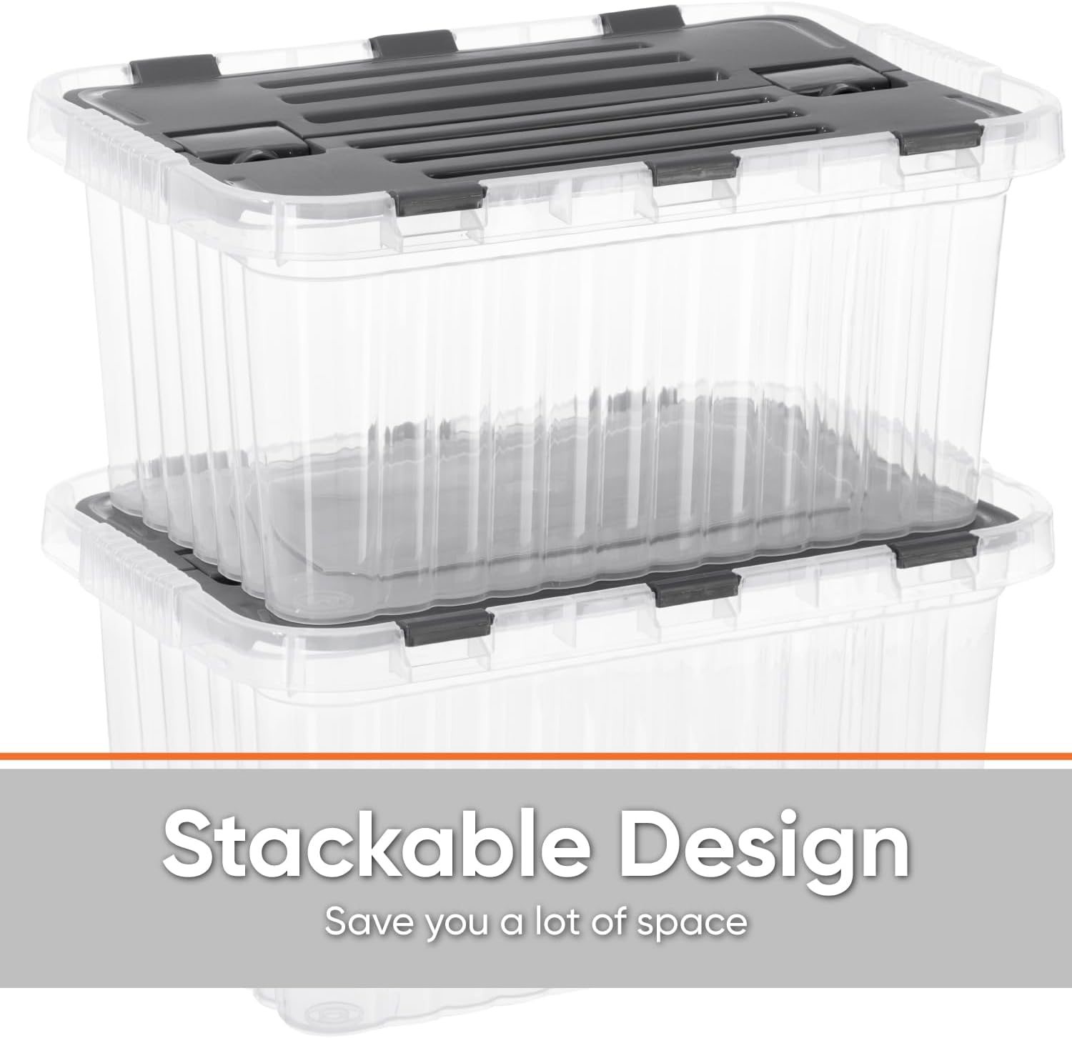 Superio Storage Bins with Lids, Clear Plastic Containers for Organizing, Stackable Totes, BPA Free, Odor Free, Organizer Boxes for Home, and Dorm, 53 Quart (2 Pack, 20.25"x14"x14.6")