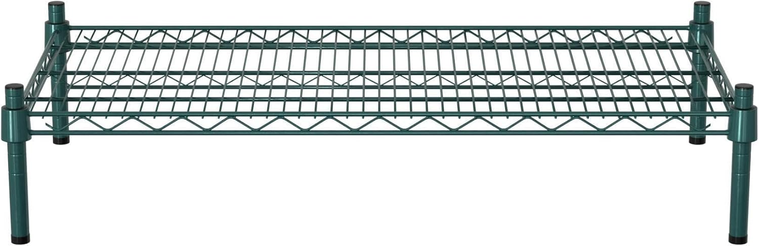 18" x 36" NSF Green Wire Stationary Dunnage Storage Rack with 8" Posts Ideal for Commercial Kitchen Home Garage Warehouse Shelters