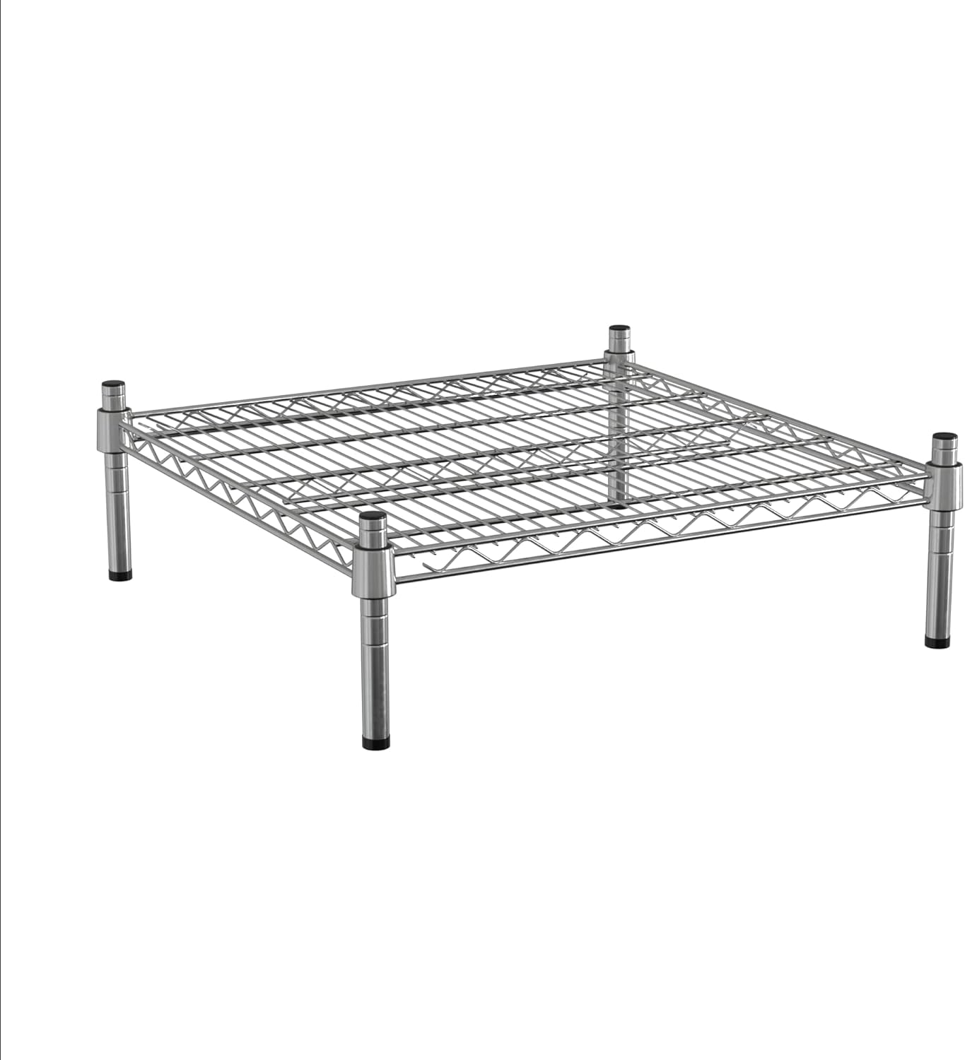 24" x 24" NSF Chrome Wire Stationary Dunnage Storage Rack with 8" Posts, Ideal for Commercial Kitchen, Home, Garage, Warehouse, Shelters