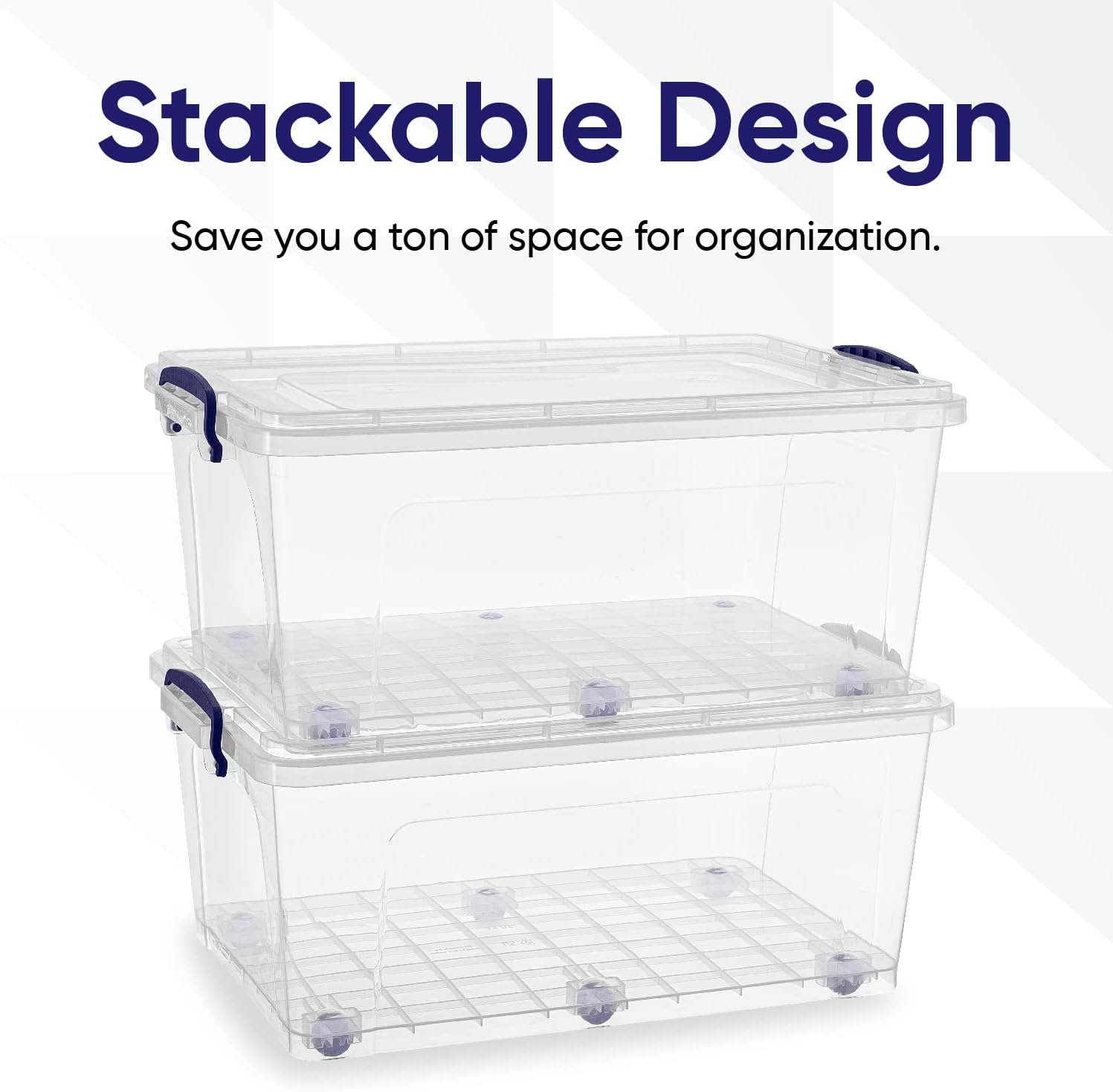 Superio Storage Bins with Lids- Clear Boxes for Organizing, Stackable Plastic Containers- BPA Free, Non-Toxic, Odor Free, Organizer for Home, Office, Dorm (6 Pack, 32 Qt (Wheeled))