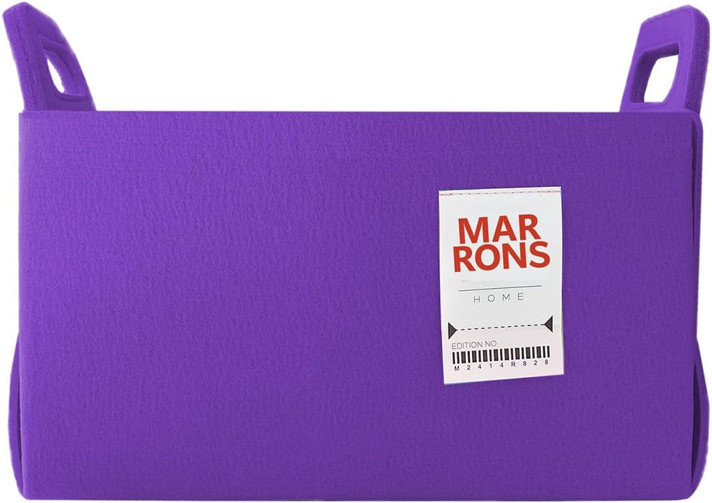 Collapsible Felt PURPLE Storage Bin Medium 11"x7.1"x7.1" – Foldable Basket with Handles for Closet, Toy Storage, Laundry Room Organization, Decorative Storage Bins for Shelves, Cube Storage