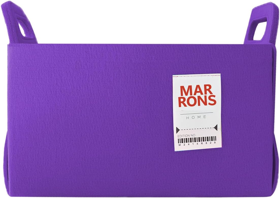 Collapsible Felt PURPLE Storage Bin Medium 11"x7.1"x7.1" – Foldable Basket with Handles for Closet, Toy Storage, Laundry Room Organization, Decorative Storage Bins for Shelves, Cube Storage
