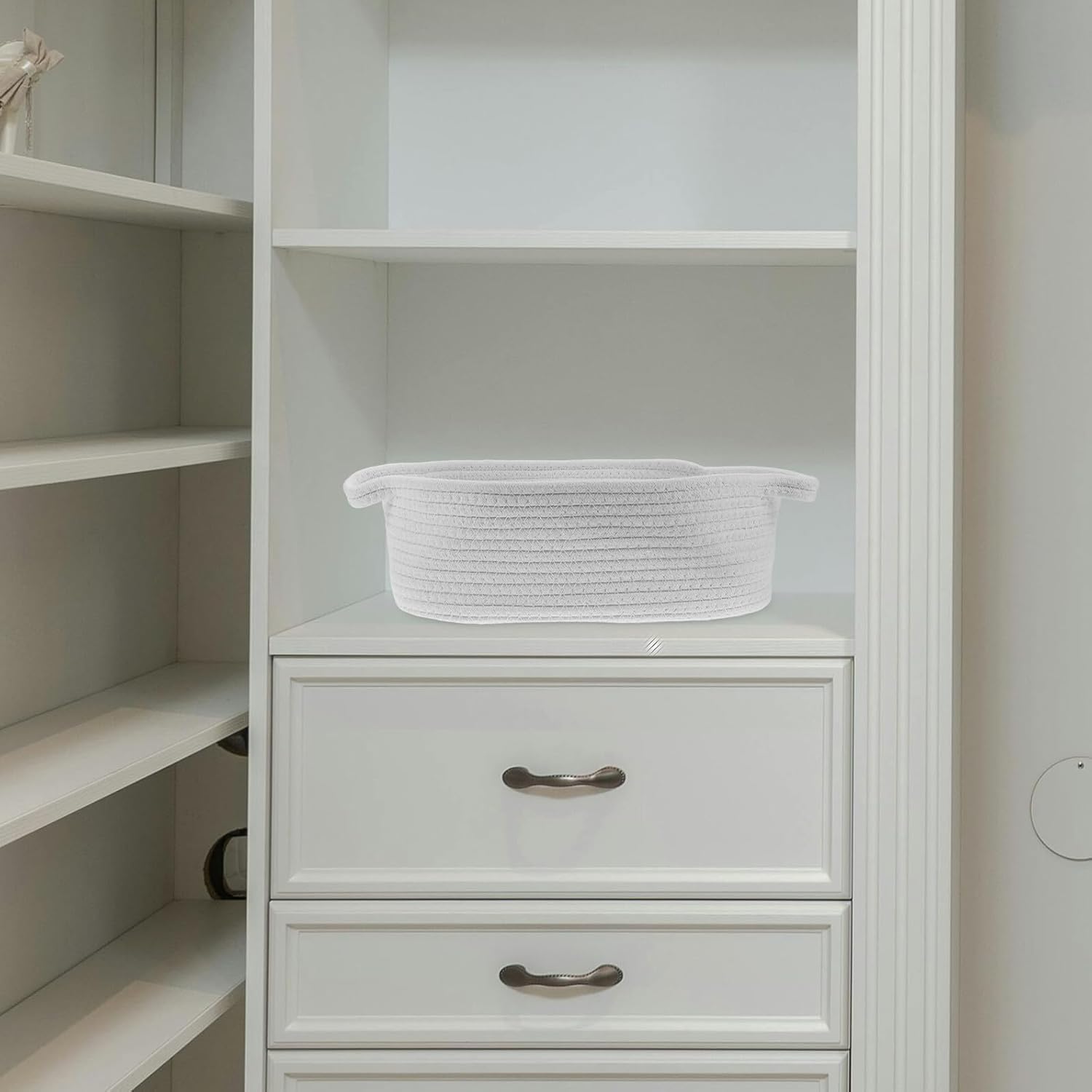 BESPORTBLE 2pcs Cotton Rope Storage Baskets with Handles Woven Small Shelf Bins for Clothes Home Organization and Decorative Use