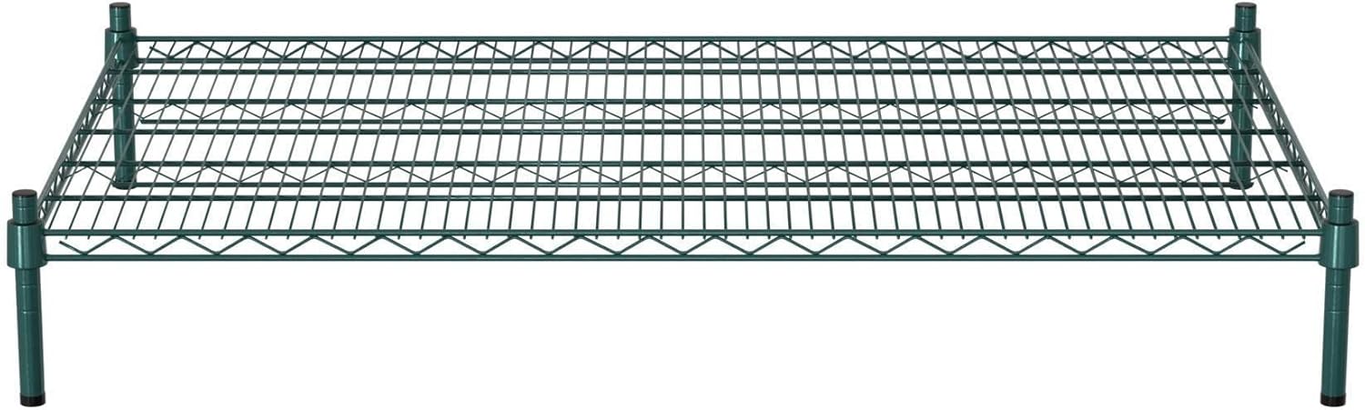 30" x 48" NSF Green Wire Stationary Dunnage Storage Rack with 8" Posts Ideal for Commercial Kitchen Home Garage Warehouse Shelters