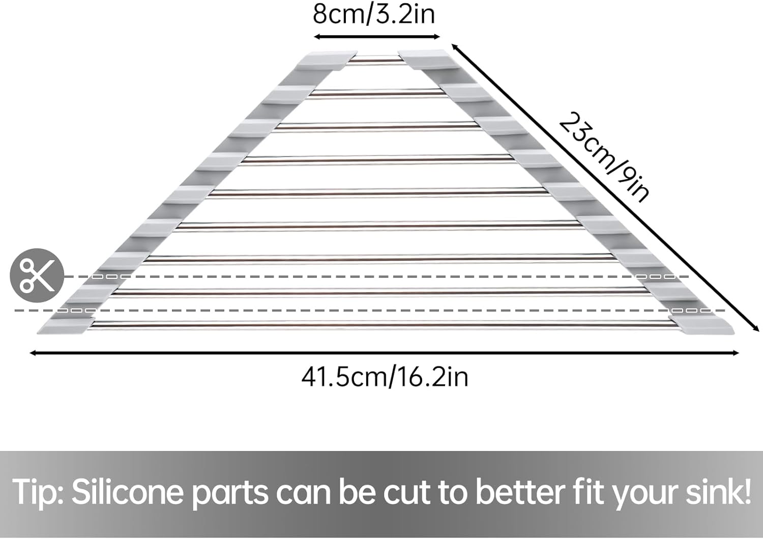 Tomorotec Triangle Roll-Up Dish Drying Rack for Sink Corner Small Foldable Stainless Steel Over The Sink Multipurpose Kitchen Drainer Caddy Organizer Storage Space Saver Shelf Holder (Gray)