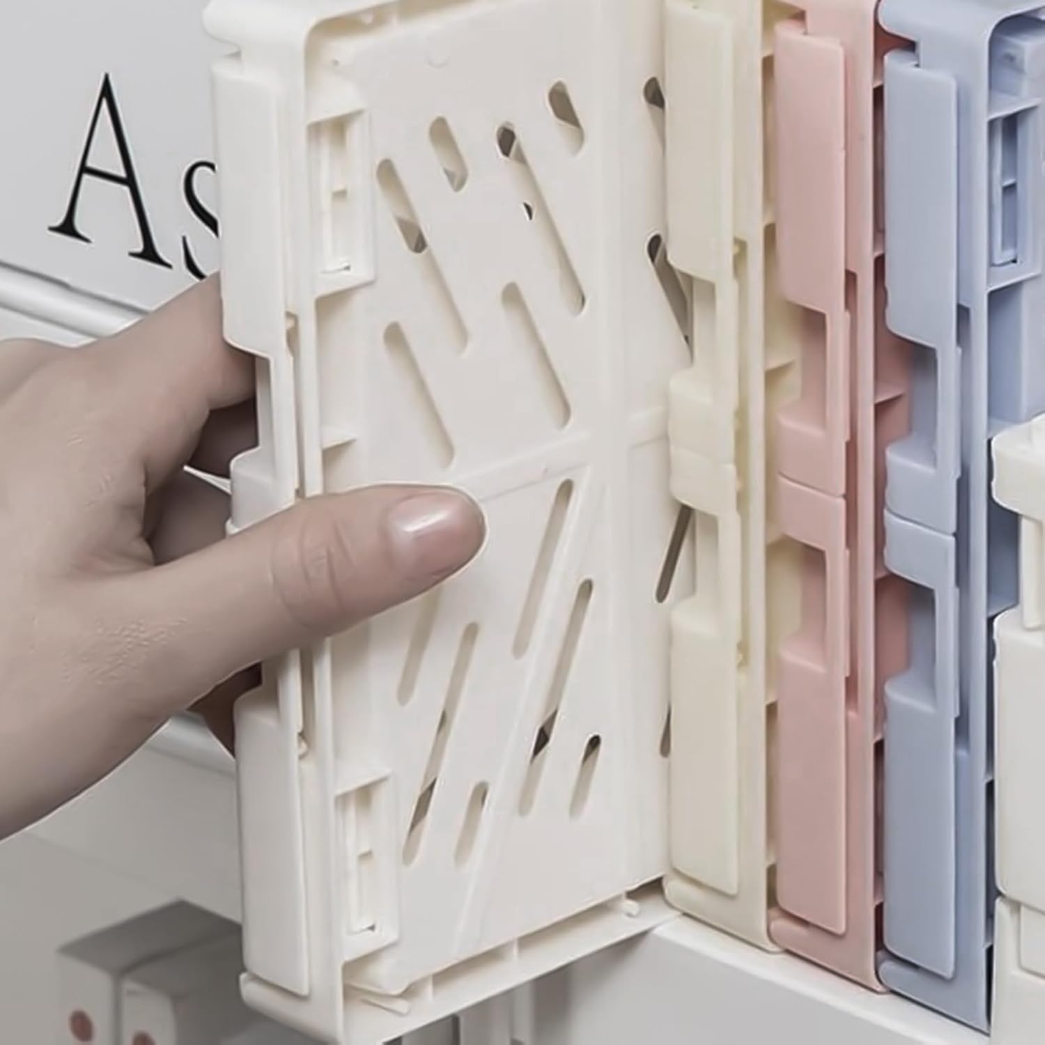 Small Pastel Plastic Storage Bins 2Pcs Foldable Pastel Crates Plastic Basket Colorful Storage Containers Baskets for Classroom Kitchen Office Bedroom Desktop Home Decor (Blue 9.8" x 6.5" x 3.8")