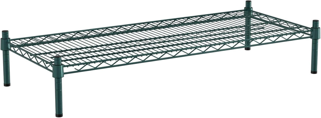 18" x 42" NSF Green Wire Stationary Dunnage Storage Rack with 8" Posts Ideal for Commercial Kitchen Home Garage Warehouse Shelters