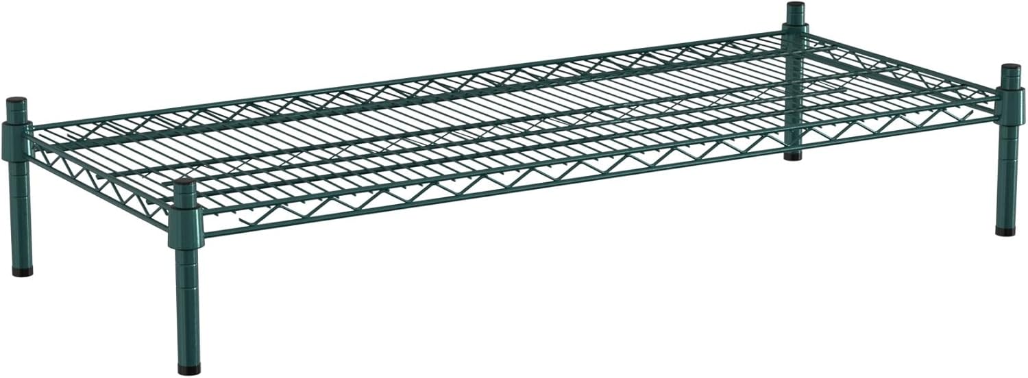 18" x 42" NSF Green Wire Stationary Dunnage Storage Rack with 8" Posts Ideal for Commercial Kitchen Home Garage Warehouse Shelters