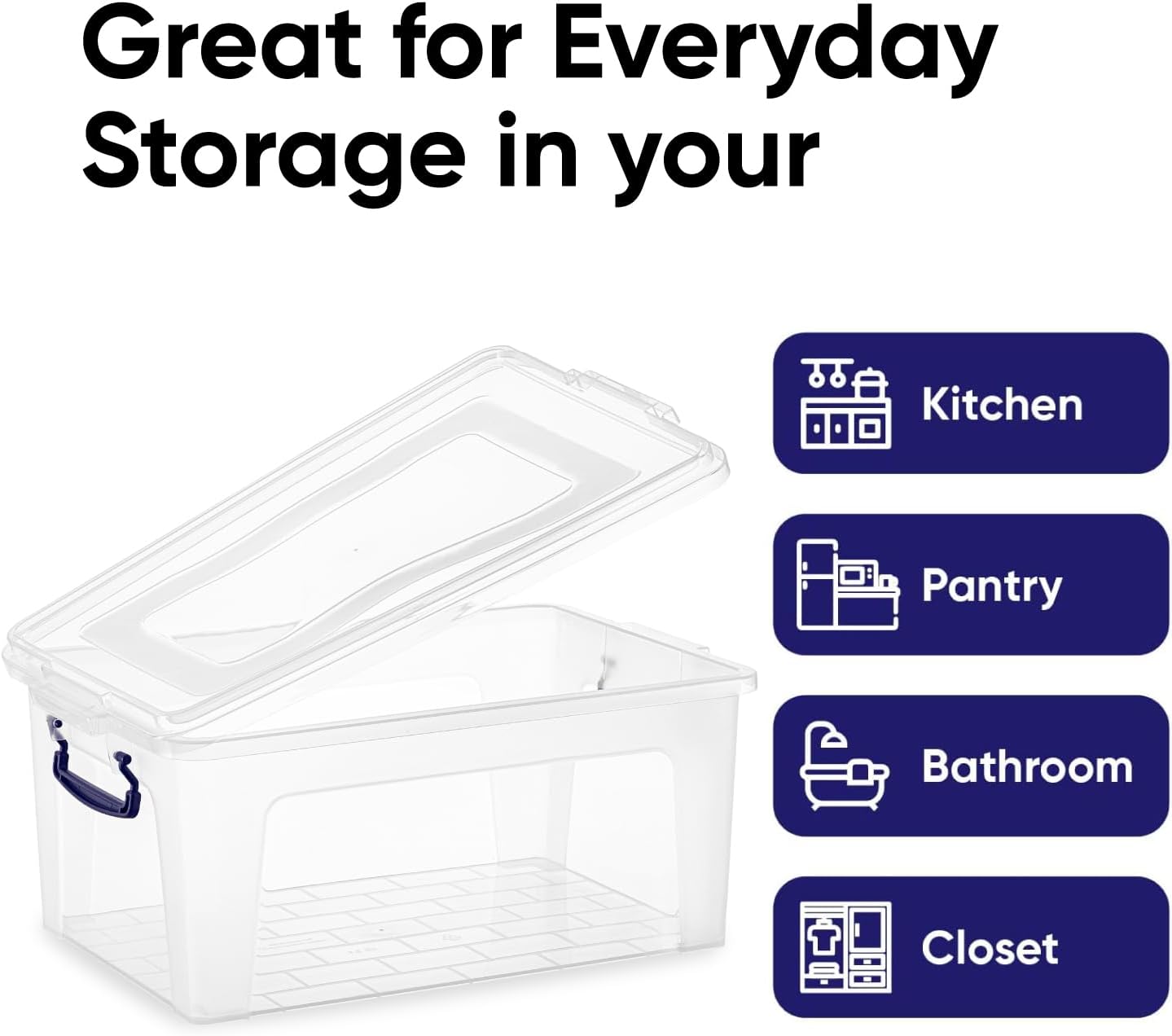 Superio Clear Storage Bins with Lids, 28.5 Quart BPA Free Plastic Containers, Transparent Boxes for Organizing, Stackable Crates, Organizer Totes for Home, Office, School, and Dorm