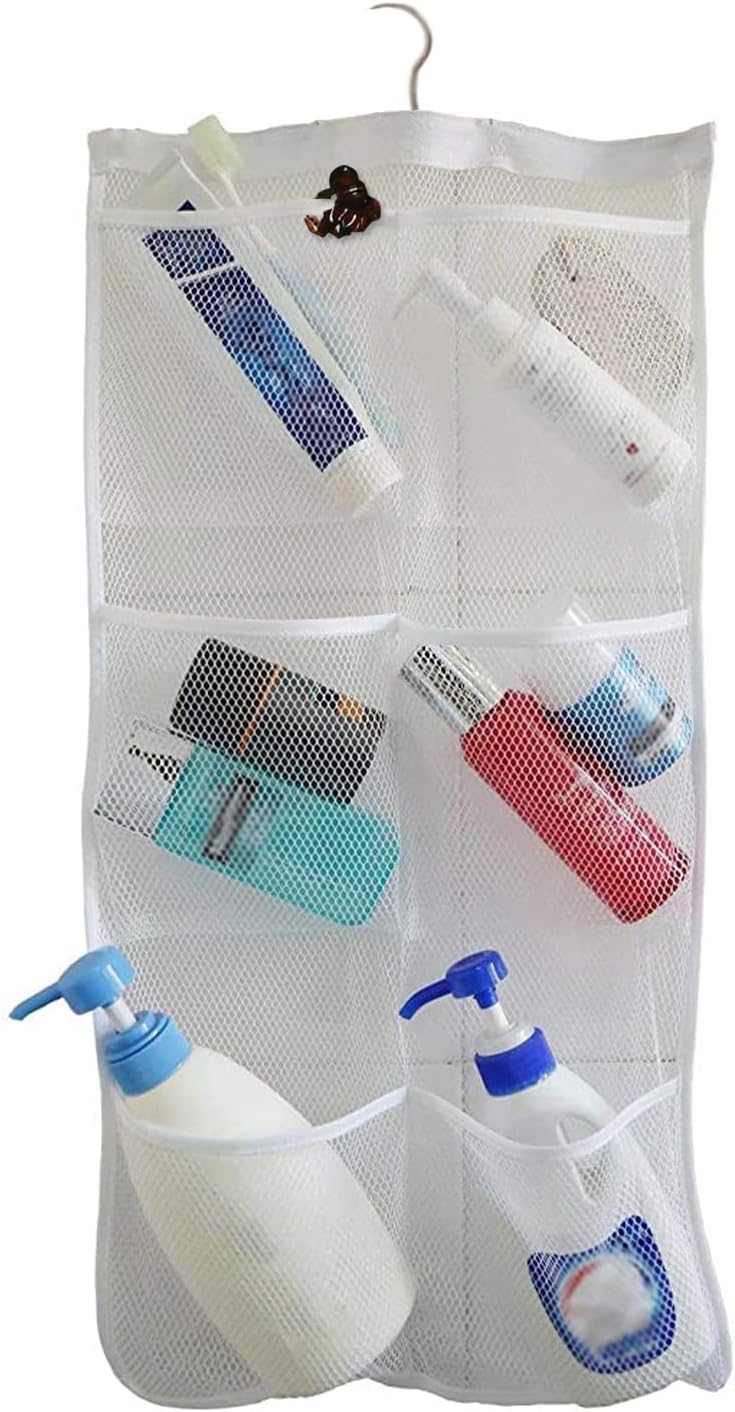 Quick Dry Fabric Bath Mesh Pockets Shower Organizer with 6-Pocket