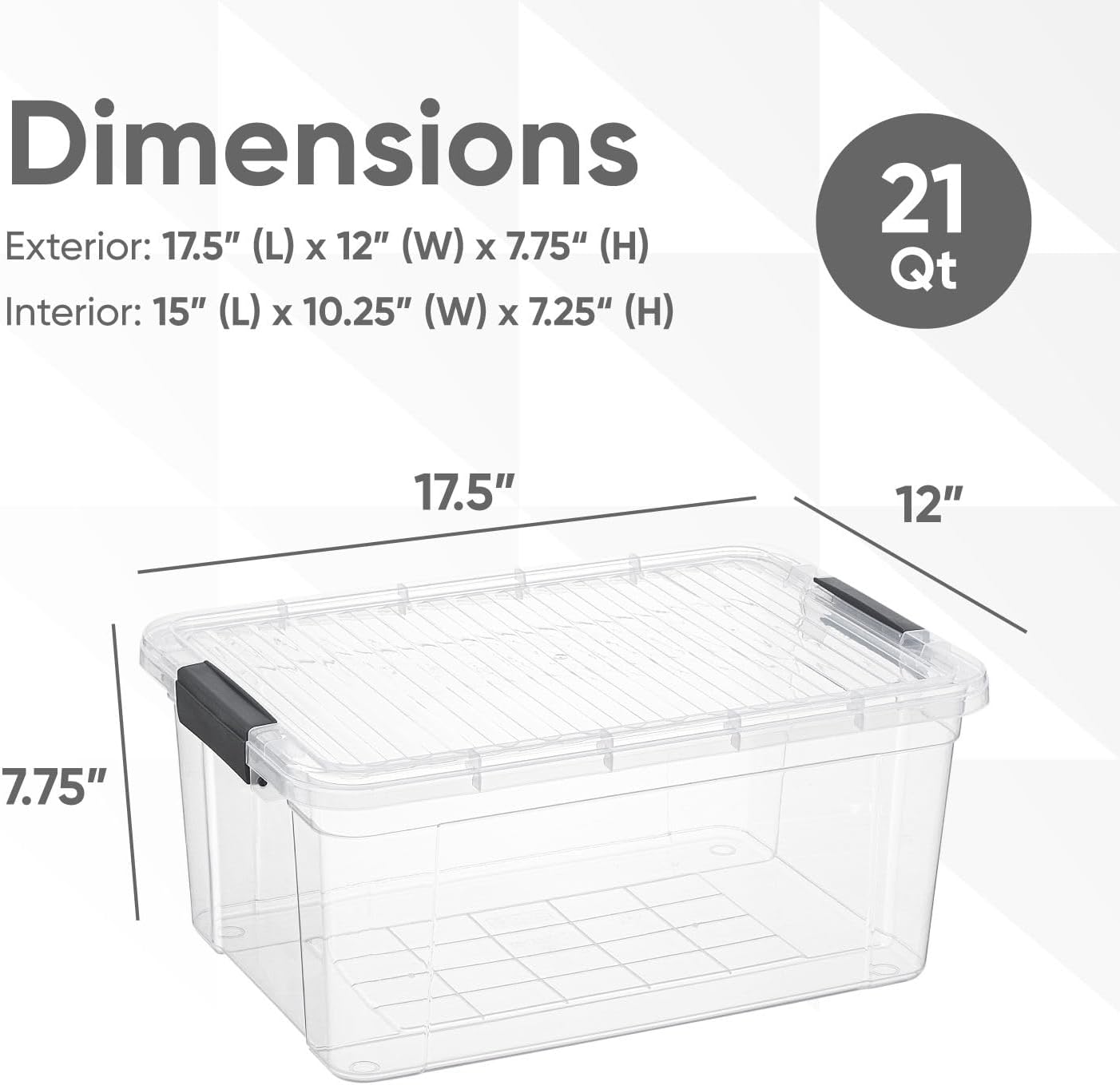 Superio Storage Bins with Lids- 2 Pack, 21 Qt Clear Boxes for Organizing, Stackable Plastic Containers- BPA Free, Non-Toxic, Odor Free, Organizer for Home, Office, Dorm
