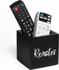Wood Remote Control Holder, TV Remote Control Organizer for Home Bedroom Table, Multi-Purpose Desktop Storage (Black, S,for 2 or 3 Remote Controls)