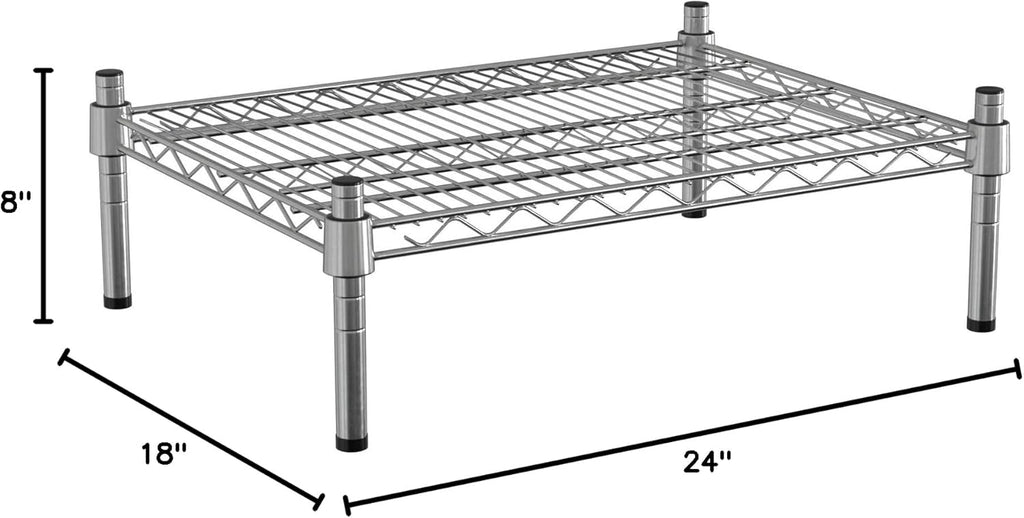 18" x 24" NSF Chrome Wire Stationary Dunnage Storage Rack with 8" Posts, Ideal for Commercial Kitchen, Home, Garage, Warehouse, Shelters